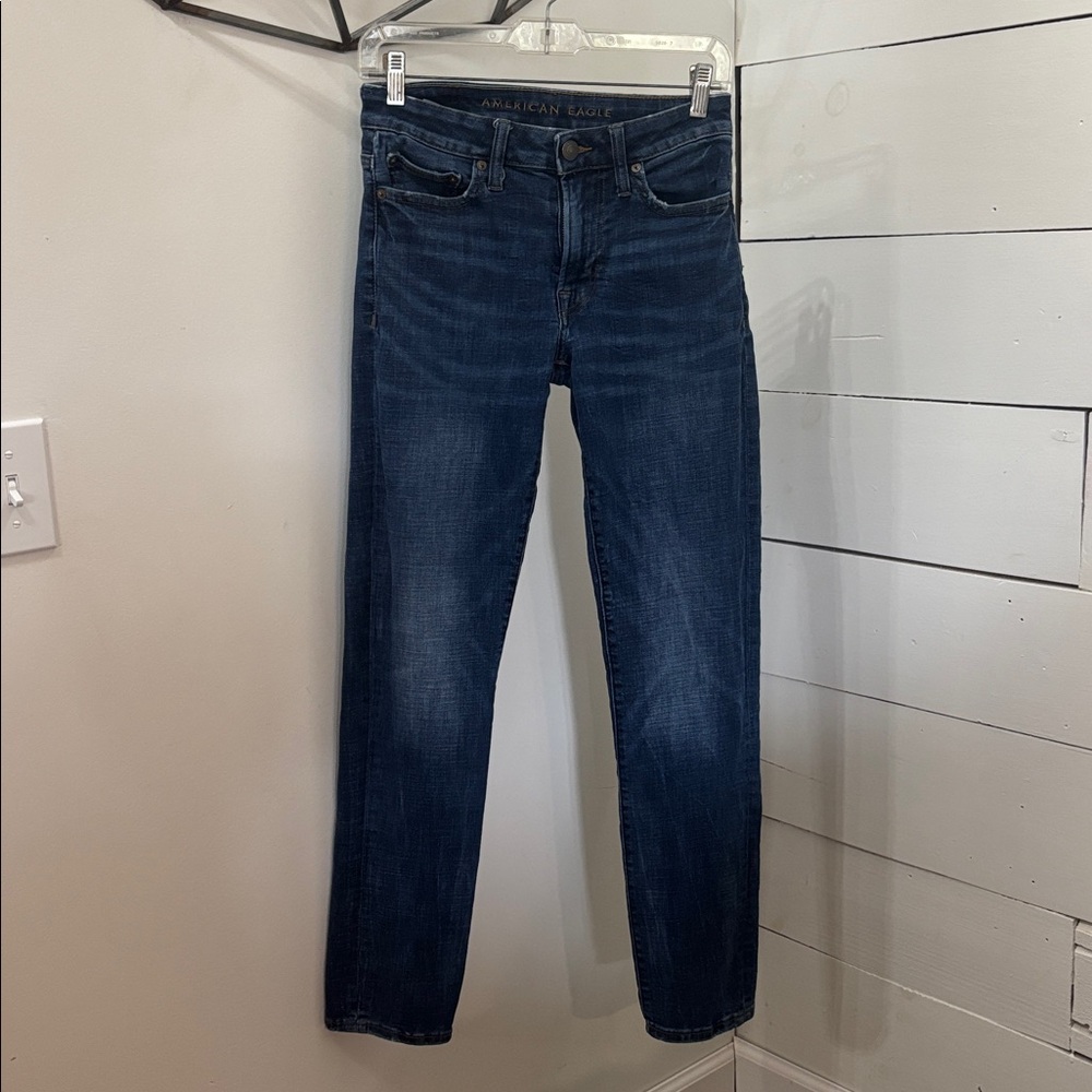 American Eagle Outfitters Men's Slim Straight Jeans - Dark Blue